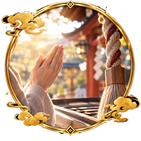 神社で手を合わせて祈る様子